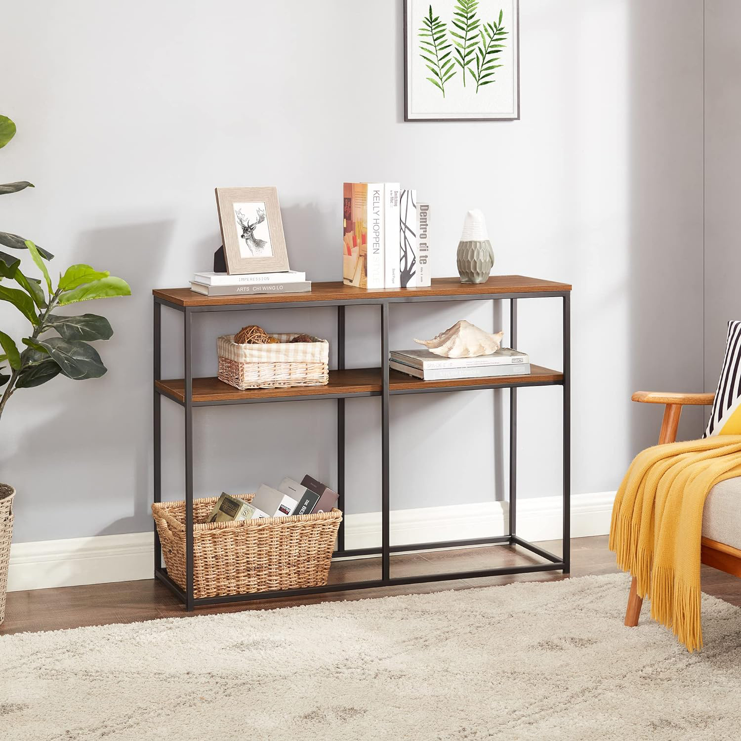 میز کنسول مینیمال مدرن از جنس فلز و چوب - مدل C701